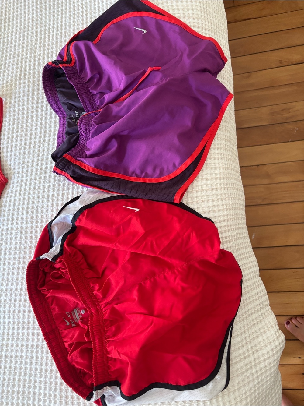 Nike dri-fit Women's Purple and Red Running Shorts Duo